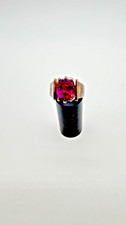 Vintage Sterling Silver Ring Purple Glass Stone Retro Cocktail Jewelry Size
