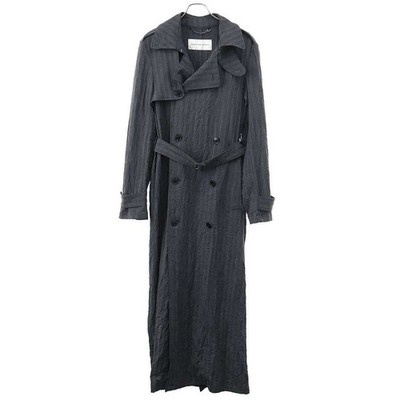 DRIES VAN NOTEN Dris 25SS Wrinkled Herringbone Trench Coat Gray 46 Used MESC-0
