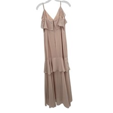 Lulus Blush Pink Ruffle Tiered High-Low Maxi Dress V-Neck Adjustable Straps Sz S