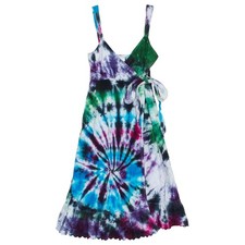 Tie Dye Wrap Sundress Boho Festival Hippie Summer Casual Beach Eyelet 4 J Crew