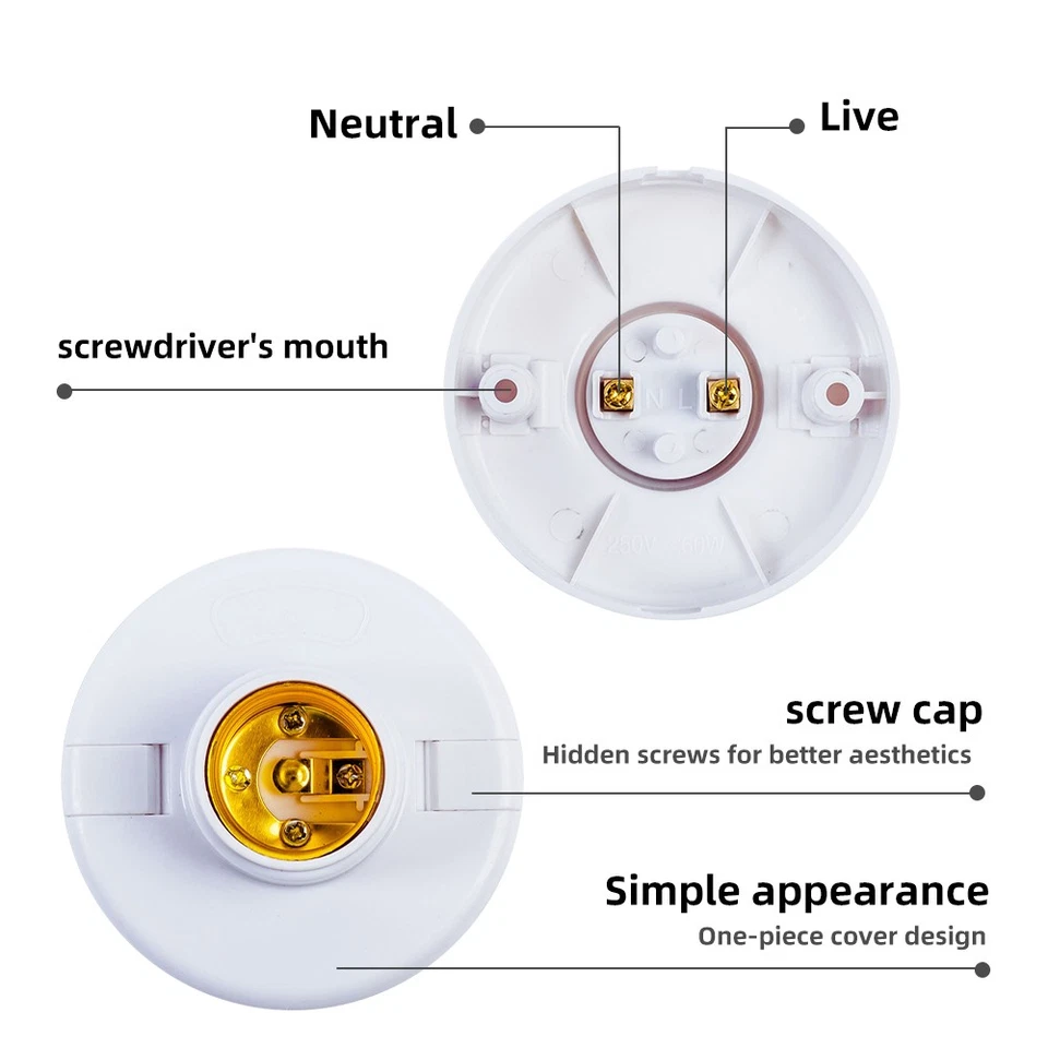 E27 LED Lamp Screw Base Round Bulb Holder Converter Light Bulb Base Adapter LOT - Image 2 of 4