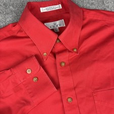 VTG Enro Dress Shirt Mens Large Red Button Down Non Iron Twill Made In Hong Kong