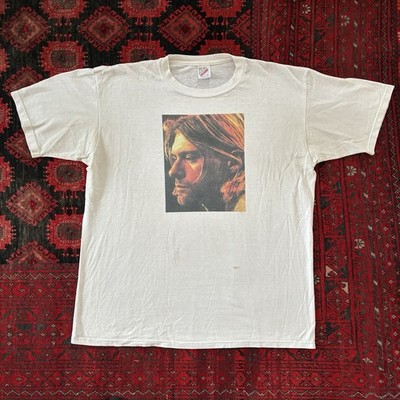Vintage 1990 s Kurt Cobain All Apologies Bootleg Tribute Shirt Large Nirvana