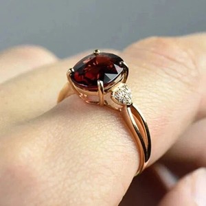 3.85Ct Oval Cut Lab Created Garnet Ring 14Kyellow Gold Plated
