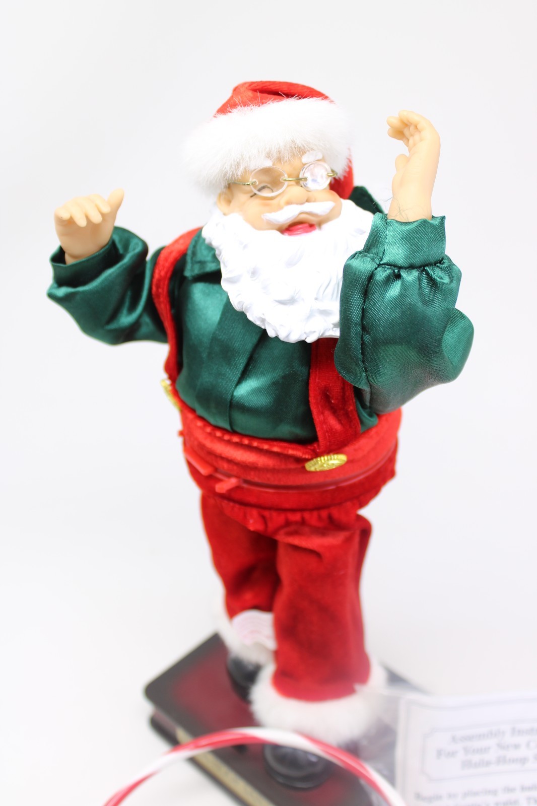 Vintage Hu-La-Hoop Santa Animated Singing Dancing Christmas Figure W/ Box Green