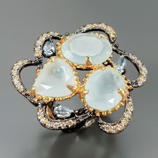 Handmade 12 ct+ Natural Aquamarine Ring 925 Sterling Silver Size 9 /R438922
