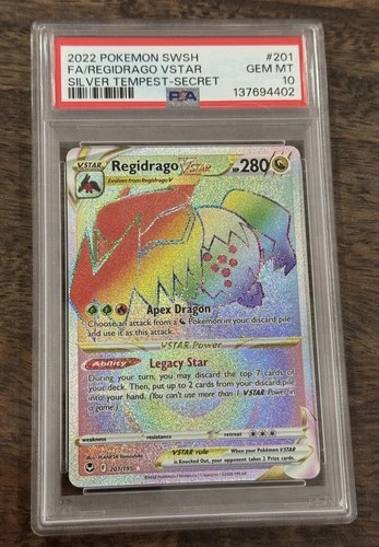 NEW CERT 🐉 Regidrago VSTAR 201/195 PSA 10 🐉 Silver Tempest Hyper Rare Rainbow