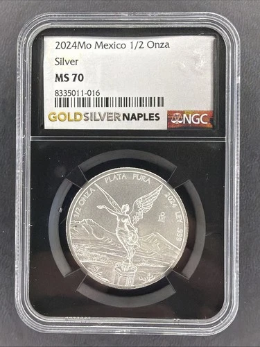 2024Mo Mexico Silver Coin 1/2 Onza Ounce MS70 NGC **NO RESERVE**