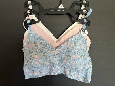 3-Pack LUCKY BRAND Laser Cut Lounge Bras with Removable Pads Size MEDIUM NWT