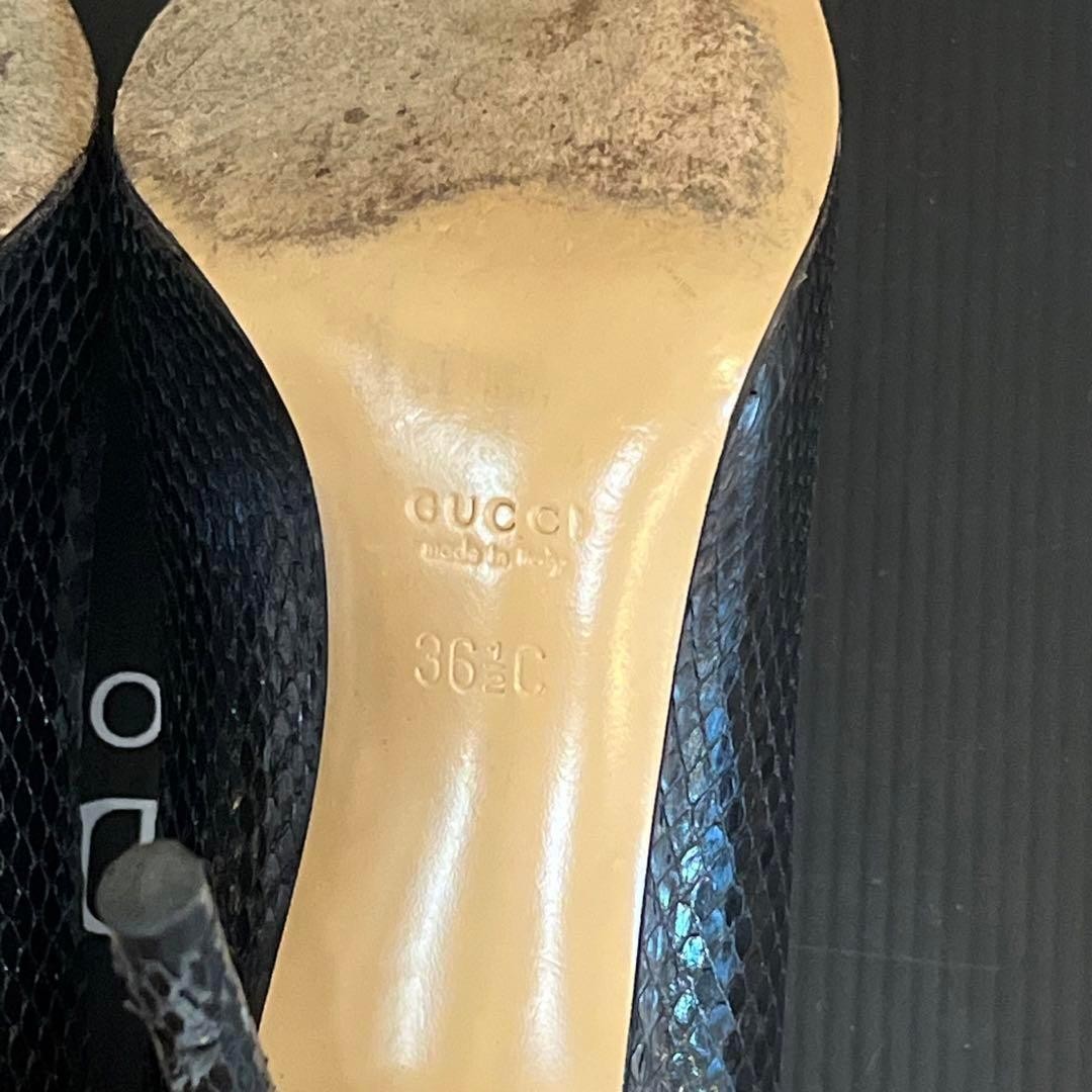 Gucci Python Leather Bamboo Heel Pumps Black size… - image 13