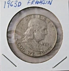 1963-D Ben Franklin US Half Dollar, 90% Silver, Circulated