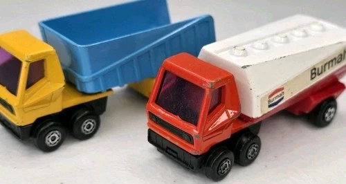 LESNEY MATCHBOX LOT 2 BURMAN SEMI FREEWAY GAS TANKER TRUCK & ARTICULATED TRAILER