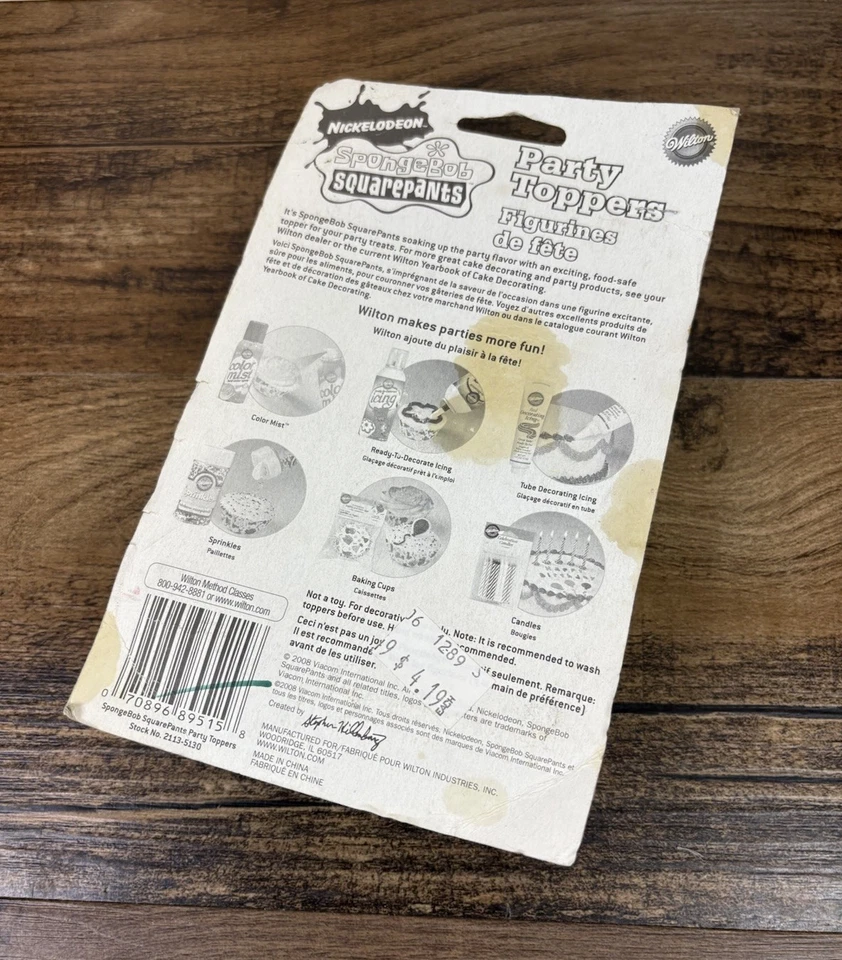 Bob Esponja Pantalones Cuadrados Decoración de Pasteles Figuras Fiesta de Cumpleaños Wilton 2004 Juego de 6 Foto 2 de 4