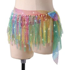 Handmade Flash Diamond Buttock Scarf Belly Dance Tassel Waist Dance Accessories