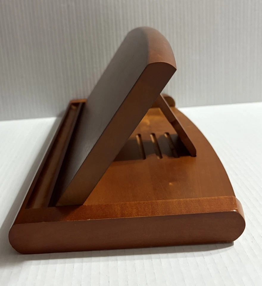 Wood Book Stand Holder Desktop Tabletop Adjustable Folds Flat Foto 2 de 4