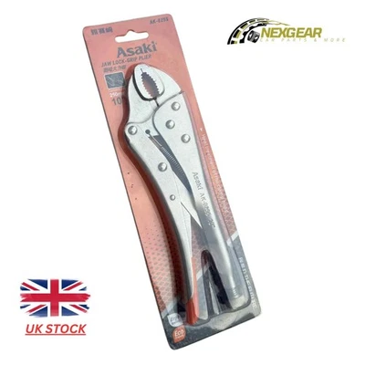 ASAKI AK-8255 10" LOCKING ADJUSTABLE VICE PLIERS CURVED JAW MOLE GRIPS PLIER
