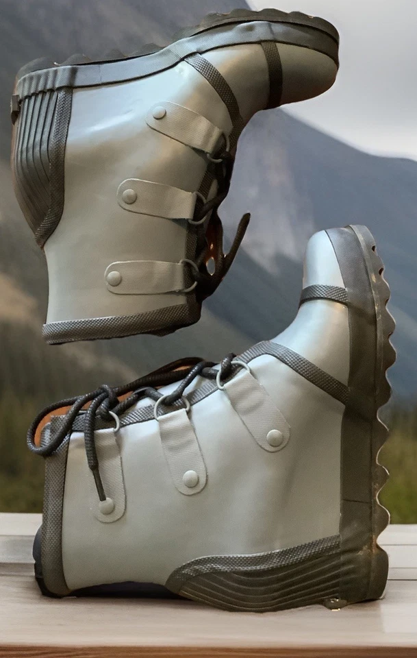 Sorel Joan Botas de Lluvia Mujer Talla 9 Gris Goma Impermeable Oculto Cuña Botín Foto 2 de 4