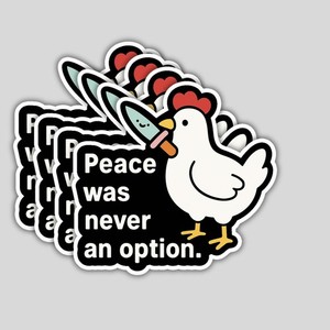 Funny "Peace Was Never An Option" Duck Sticker - Rubber Duckie Car Decal, Multicolor
