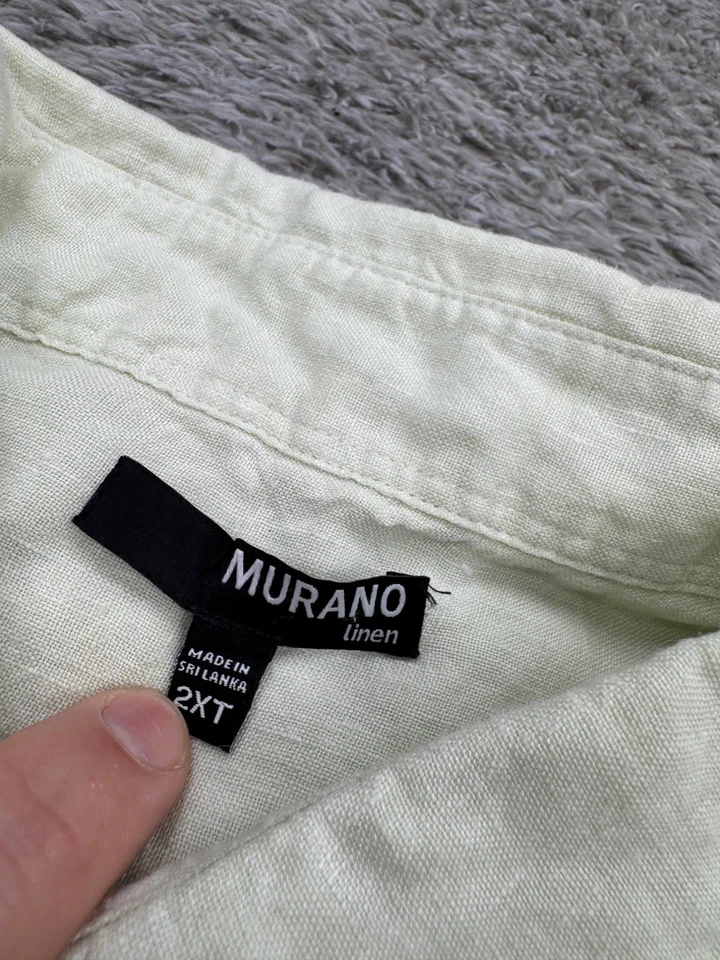 Camisa Murano Hombre 2XLT Alta Verde Menta Lino Manga Larga Abotonada Foto 3 de 4