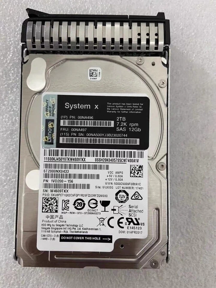 Lenovo 2TB 00NA497 00NA496 00NA500 7.2K 12Gbps SAS 2.5" G3HS HARD DRIVE NEW - Image 2 of 4
