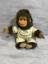 Hosung Yellow Baby Monkey Chimp Plush With Pacifier Flocked Face