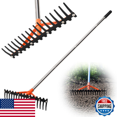 CKLT Garden Rake 17 Tempered Spring Steel Tines Heavy Duty Rake for Lawns Bow Ra