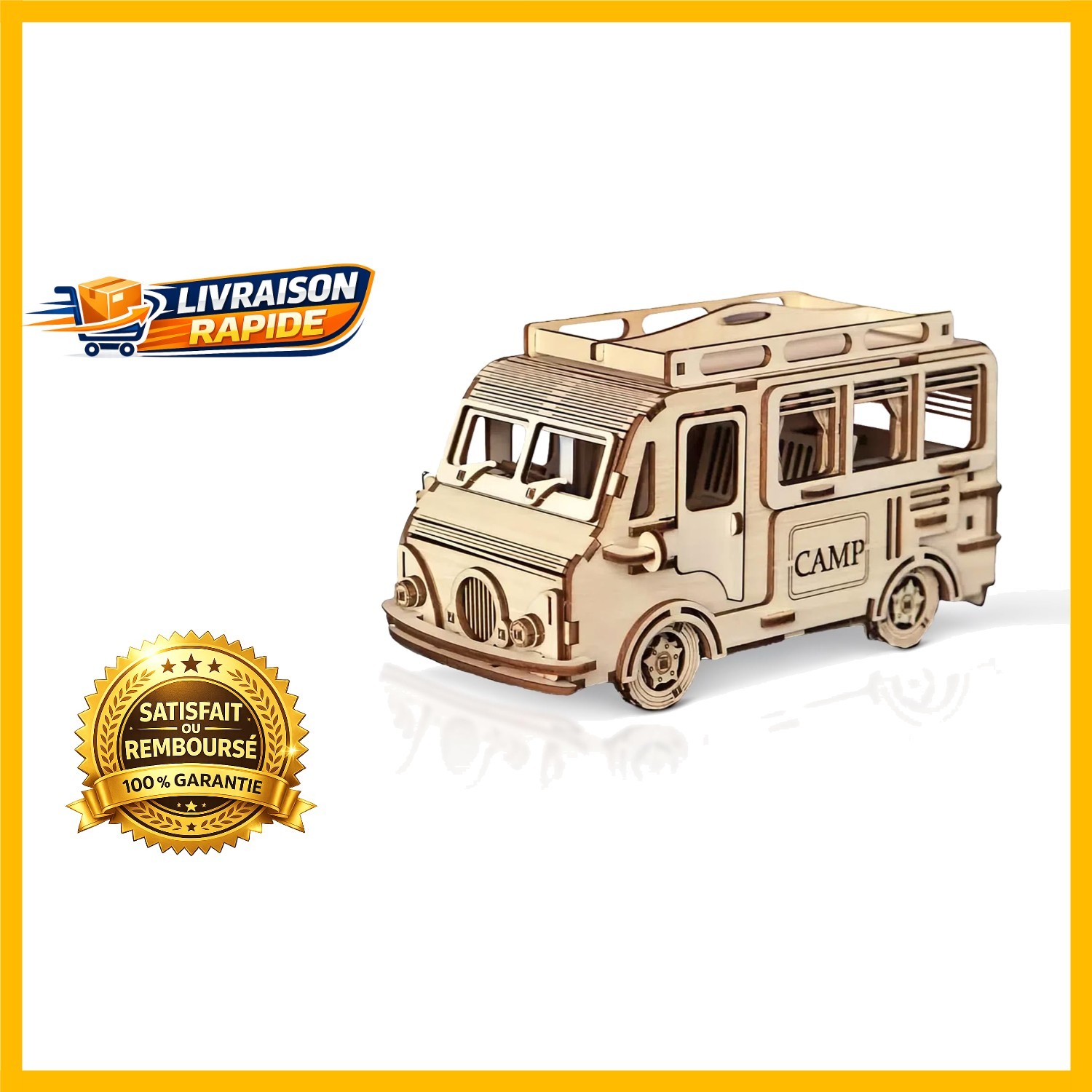 Camping-Car 3D en Bois Cuteefun Maquette Éducative Adulte 242 Pcs