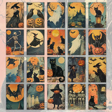 20 Halloween Postcard Lot Girl Witch Ghost Sk...