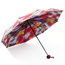 KUZNEY-Etles silk Patterned Handle Umbrella Compact Folding Umbrella