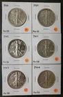 Lot of Six 50c Walking Liberty Silver Half Dollars