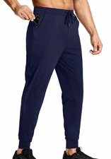 Seramy Mens Medium Slim Fit Stretch Joggers, Casual Tapered Pants - Navy