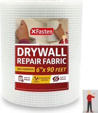 XFasten Drywall Repair Mesh Tape - 6-Inch X 6-Inches by 90-Feet, White