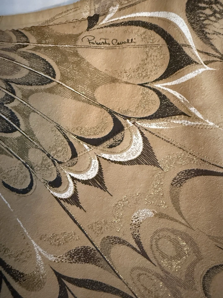 Falda de Colección Roberto Cavalli Gamuza Polilla Tela Flecos Primavera 2004 Pasarela Foto 4 de 4