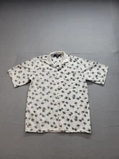 Woolrich Shirt Men Medium White Palm Tree Print Short Sleeve Button Up