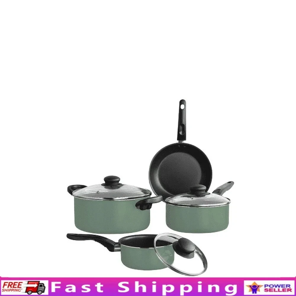 7-Piece Nonstick Cookware Set Lightweight Aluminum Pots & Pans Dishwasher Safe