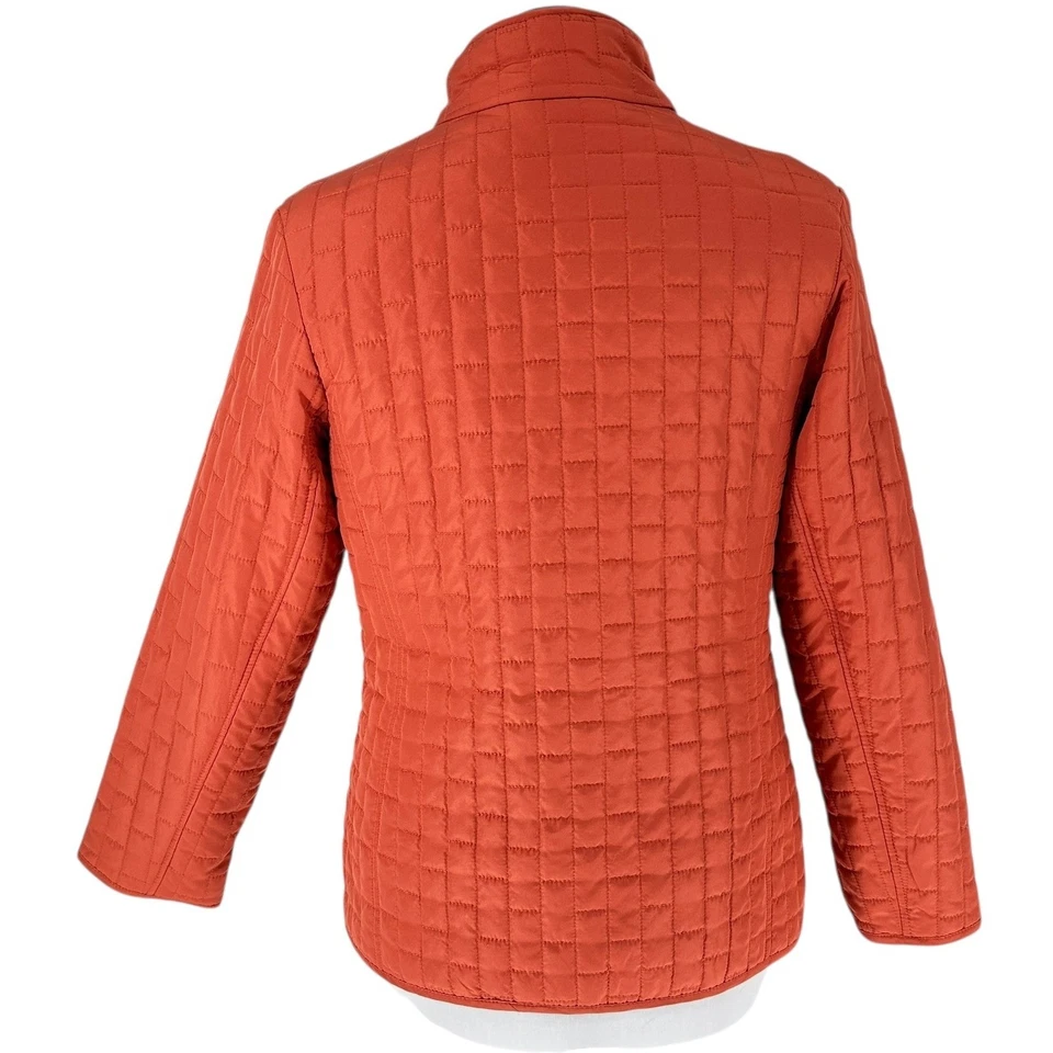 Jane Ashley Quilted Jacket Snap Close Front Zip Pockets Casual Burnt Orange SZ M - Image 2 of 4