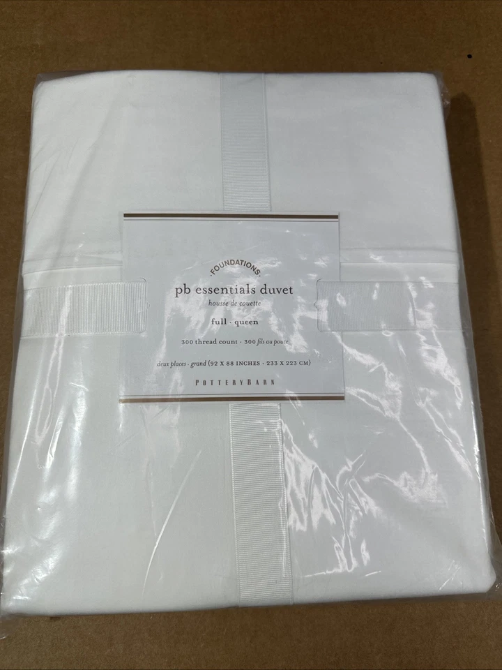 POTTERY BARN Full Gueen PB Hoja Plana Esencial 300 Hilos Ct 92 x 98 Blanco Lote2 Foto 3 de 4