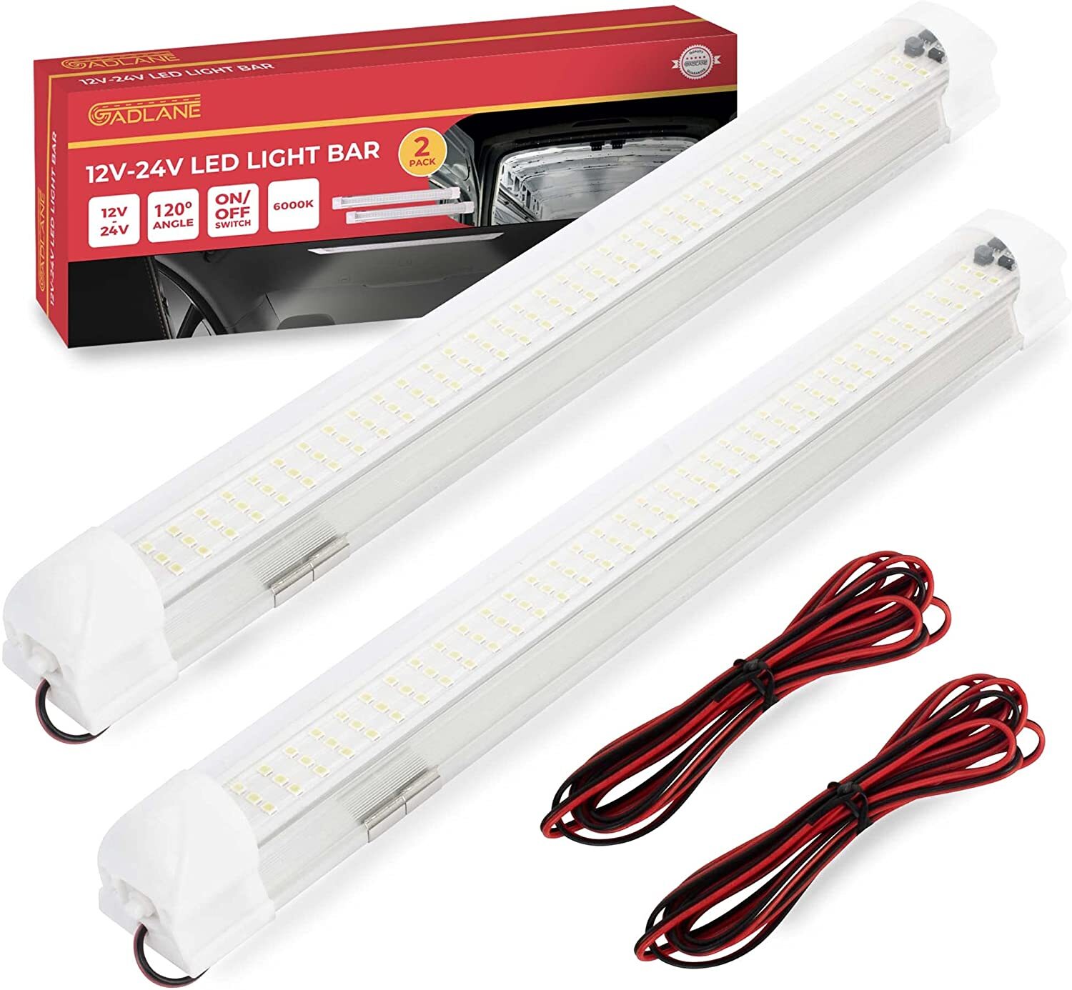 GADLANE 2 x 12V 108 LED Strip Lights Bar Interior Home Light Caravan Van  Boat