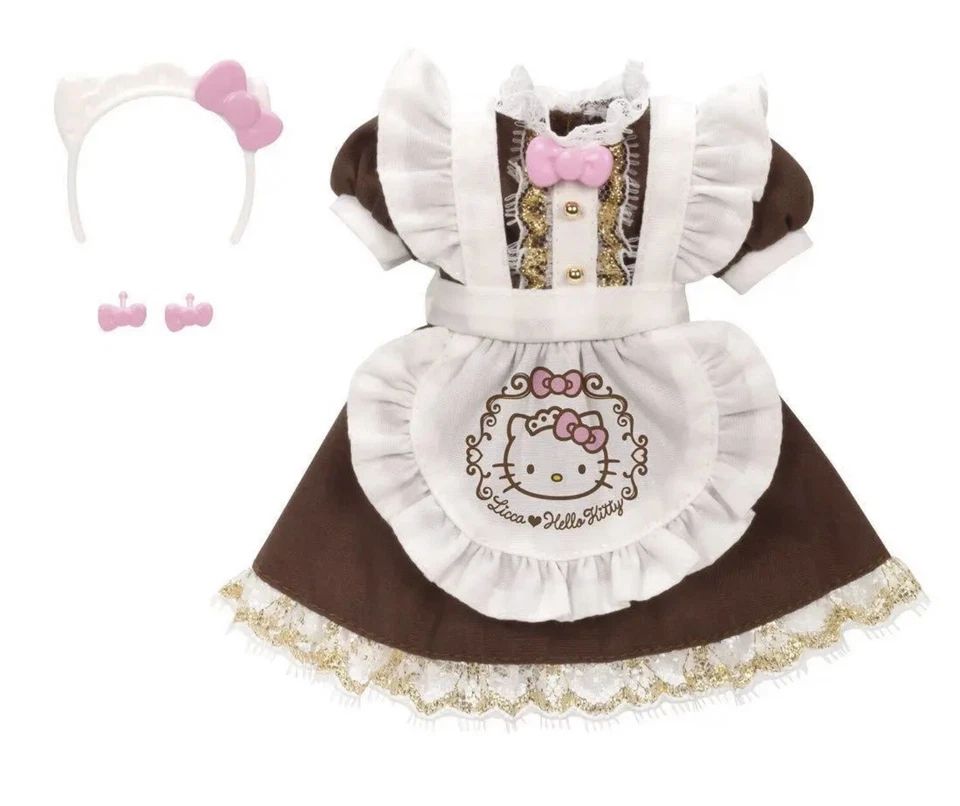 TAKARA TOMY JAPÓN Hello Kitty Licca Chan Barbie Muñeca Vestido CONJUNTO DE CAFÉ NUEVO EN CAJA Foto 2 de 4