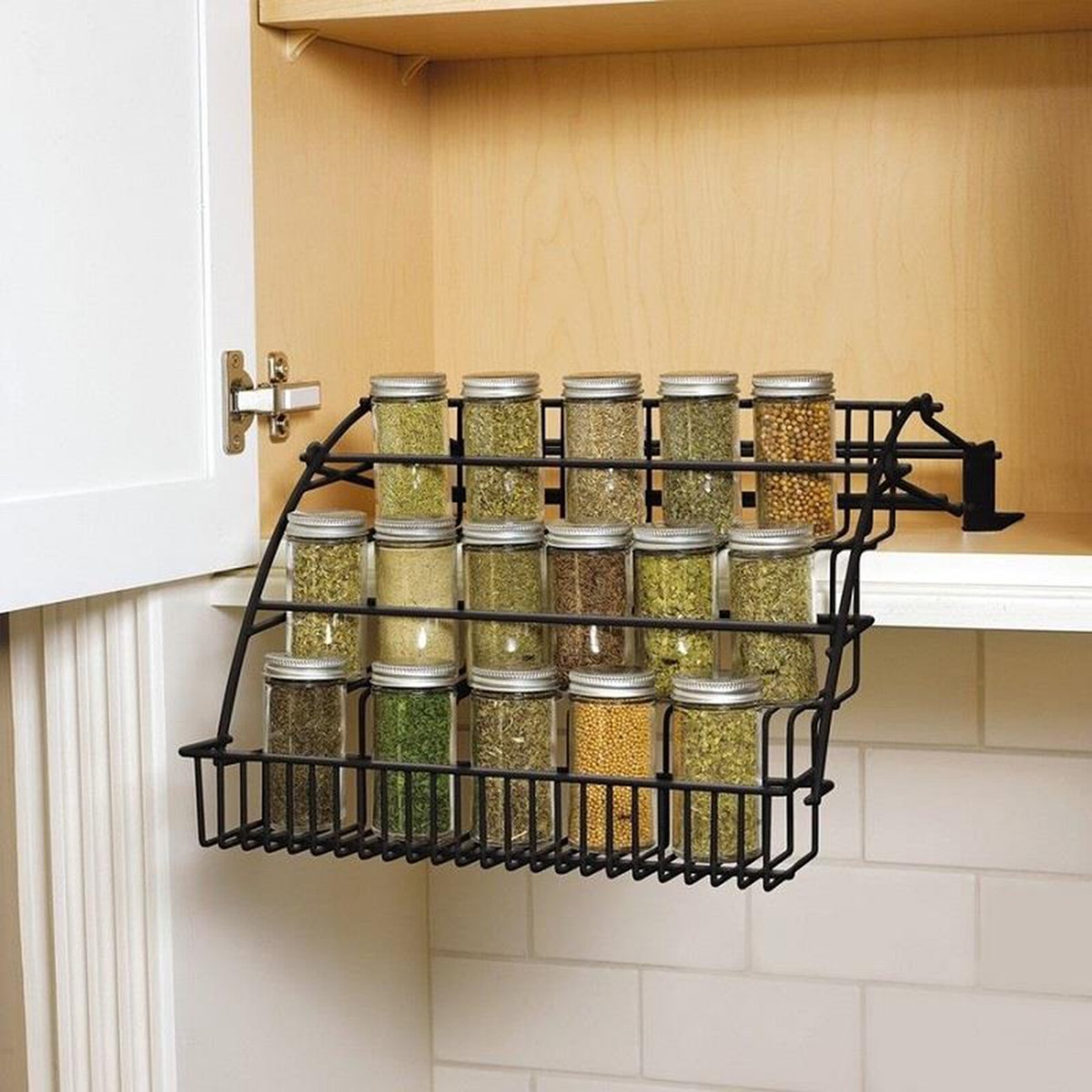 Layers Pull Down Spice Rack Pull Out Metal Cabinet Organizer Kitchen Stand