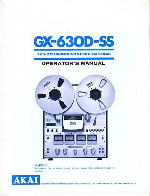 Akai GX-630D-SS Reel-to-Reel Tape Deck Owners Manual | eBay