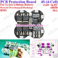 4S 10A BMS Protection PCB Board for 4 Packs 18650 Li-ion Lithium Battery Cell 4S