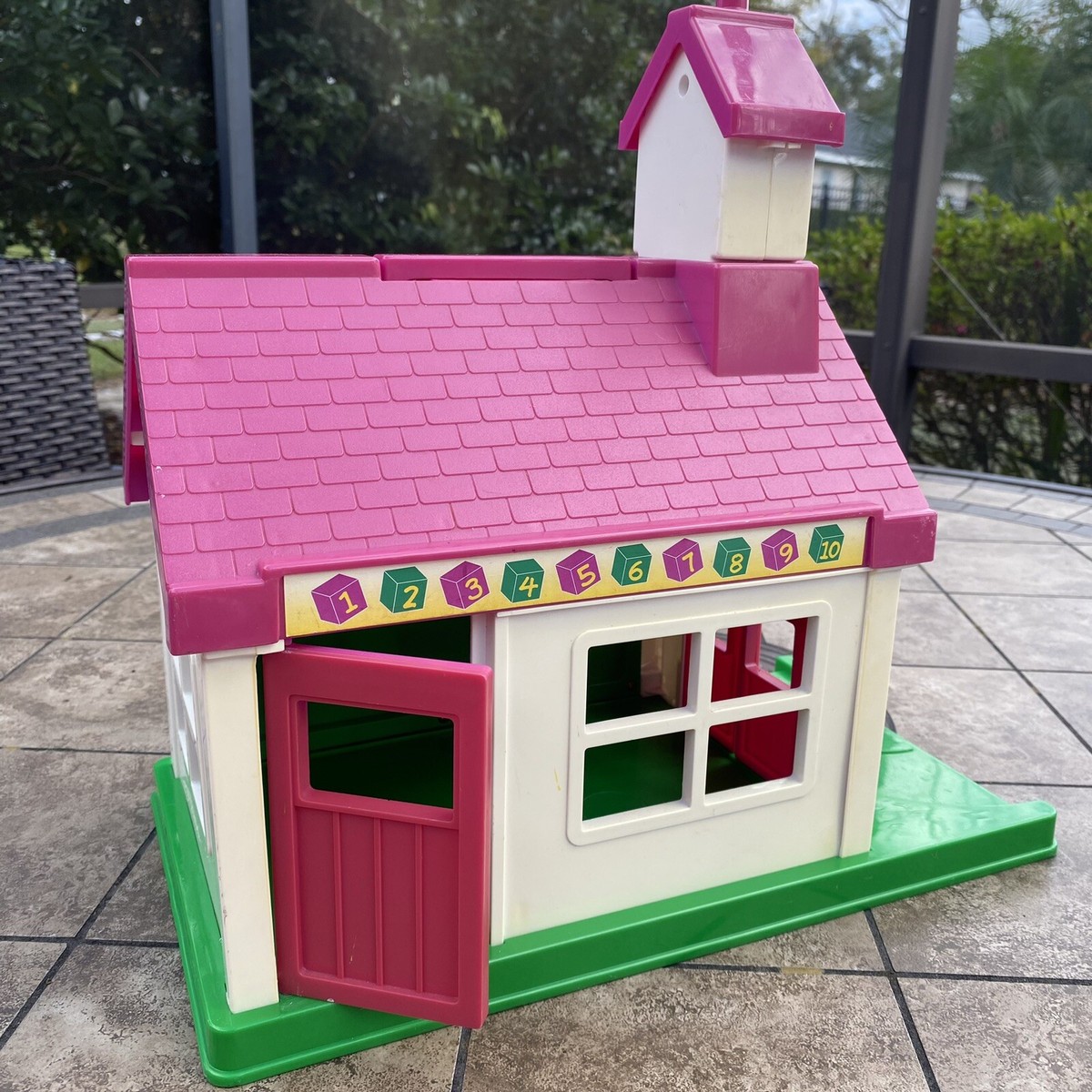 Vintage Barney Schoolhouse School House Playground Play Set