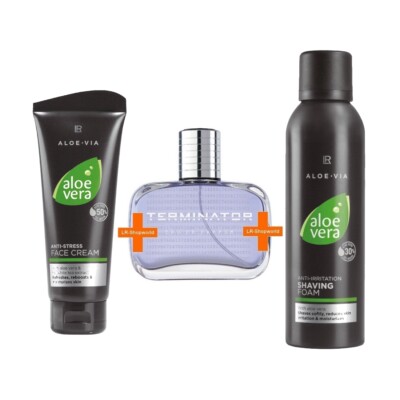 LR Terminator Eau de Parfum + Aloe Vera Men Shaving Foam + Anti-Stress Cream Set