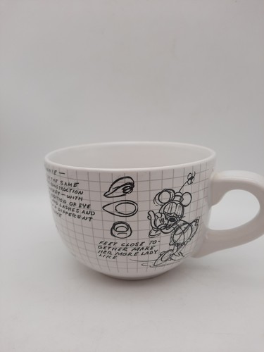 Disney Minnie Mouse Soup Bowl Sketchbook Ceramic Mug Dish 29 oz Black/White New - Picture 4 of 8