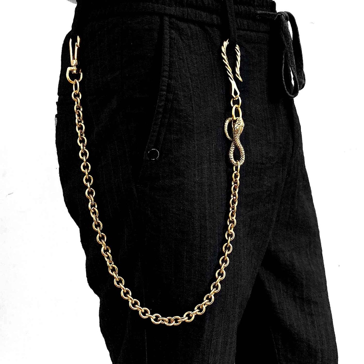Japanese Solid Brass Pants Trouser Chain Snake Biker Key