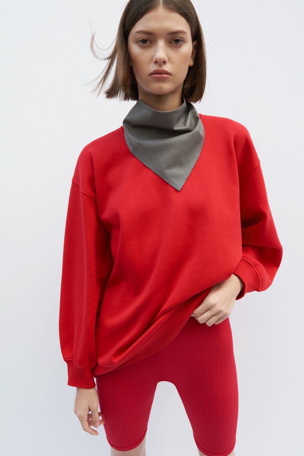 Zara Limitless Contour Intense Red Oversized Sweatshirt - Size S