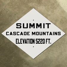 Oregon highway road sign Summit Cascade Mountains diamond 1910s US route 28