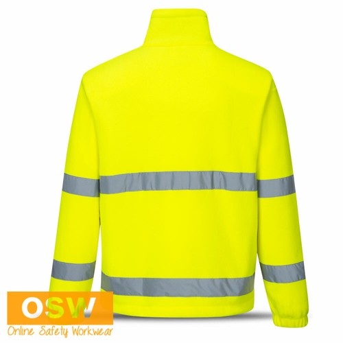 Hi Vis Yellow Orange Unisex Full Zip Comfortable Warm Light Polar Fleece Jacket - Picture 8 of 8