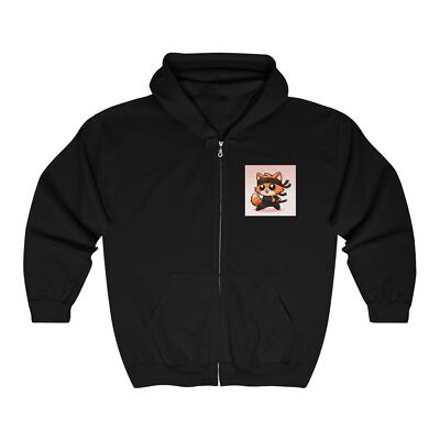 Ninja Cat Hoodie, Cute Kitty Full Zip Sweatshirt, Funny Cat Lover Gift, Ninja